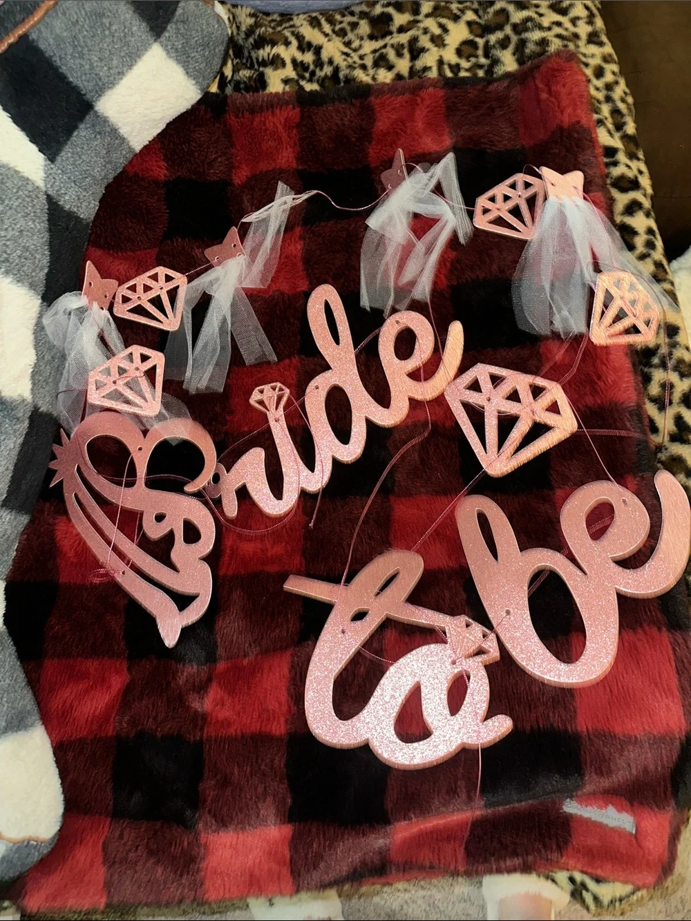 Party City Rose Pink Glitter 'Bride to Be' Banner with Diamond Accents